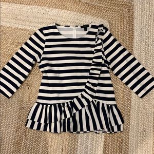 J. Crew navy and white 3/4 length shirt